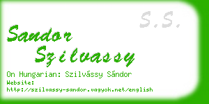 sandor szilvassy business card